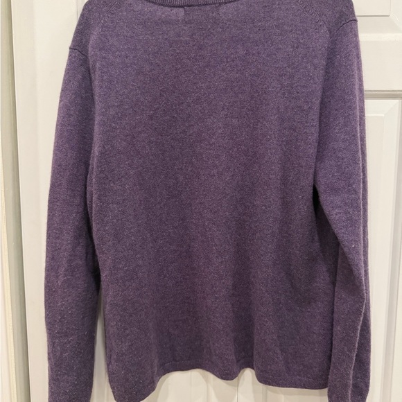 Lands' End Purple Button-Front 100% Cashmere Cardigan - Picture 2 of 4